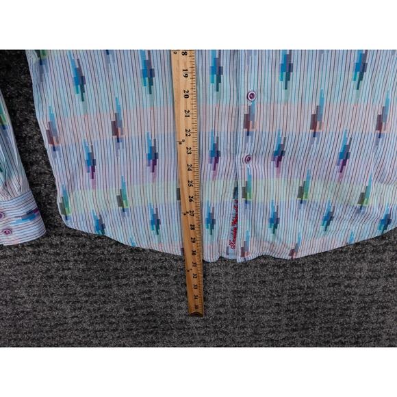 Robert Graham Shirt Mens XL Striped Geometric Print Long Sleeve Designer Casual - Picture 8 of 15